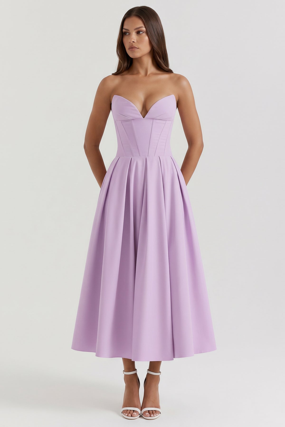 amalfi violet midi dress front hero