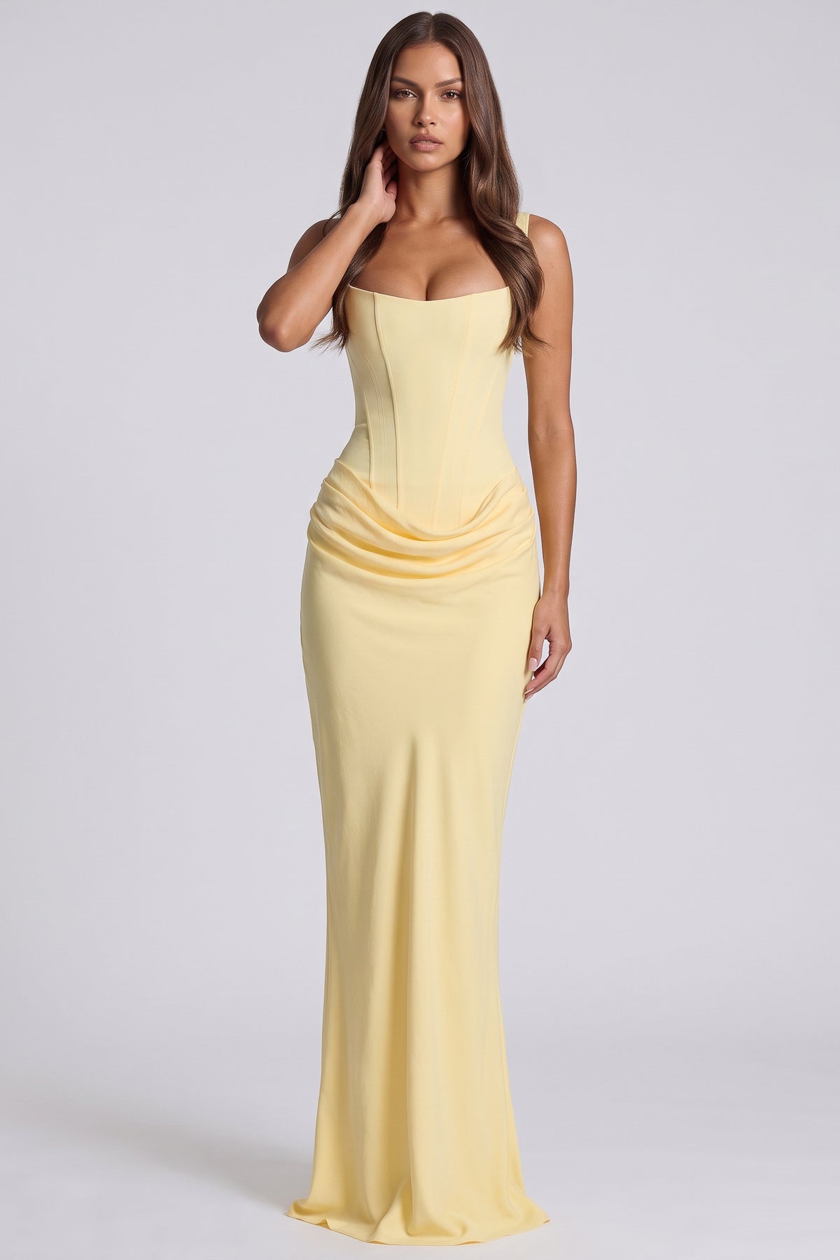 eleonora butter yellow maxi dress front hero