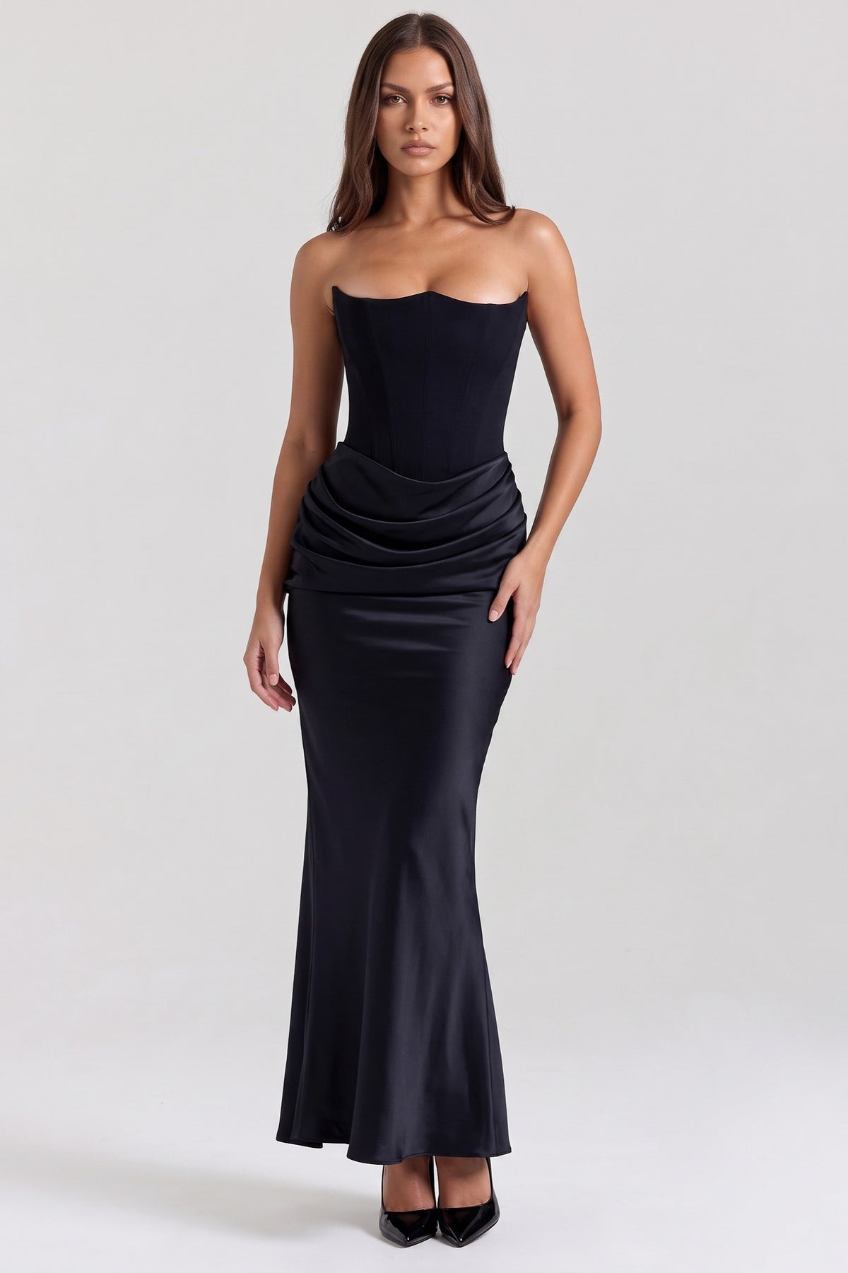 rosalind black maxi dress front hero