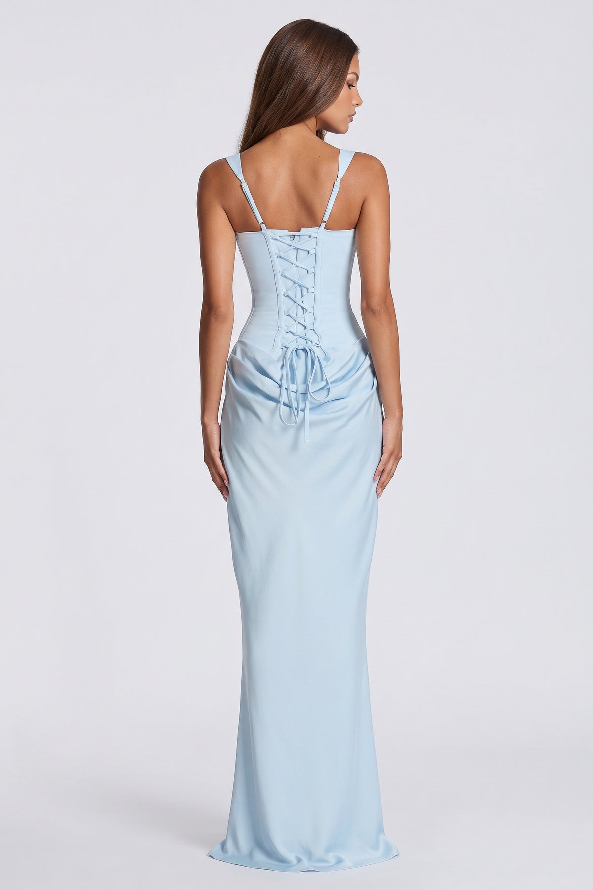 eleonora baby blue maxi dress lace up back