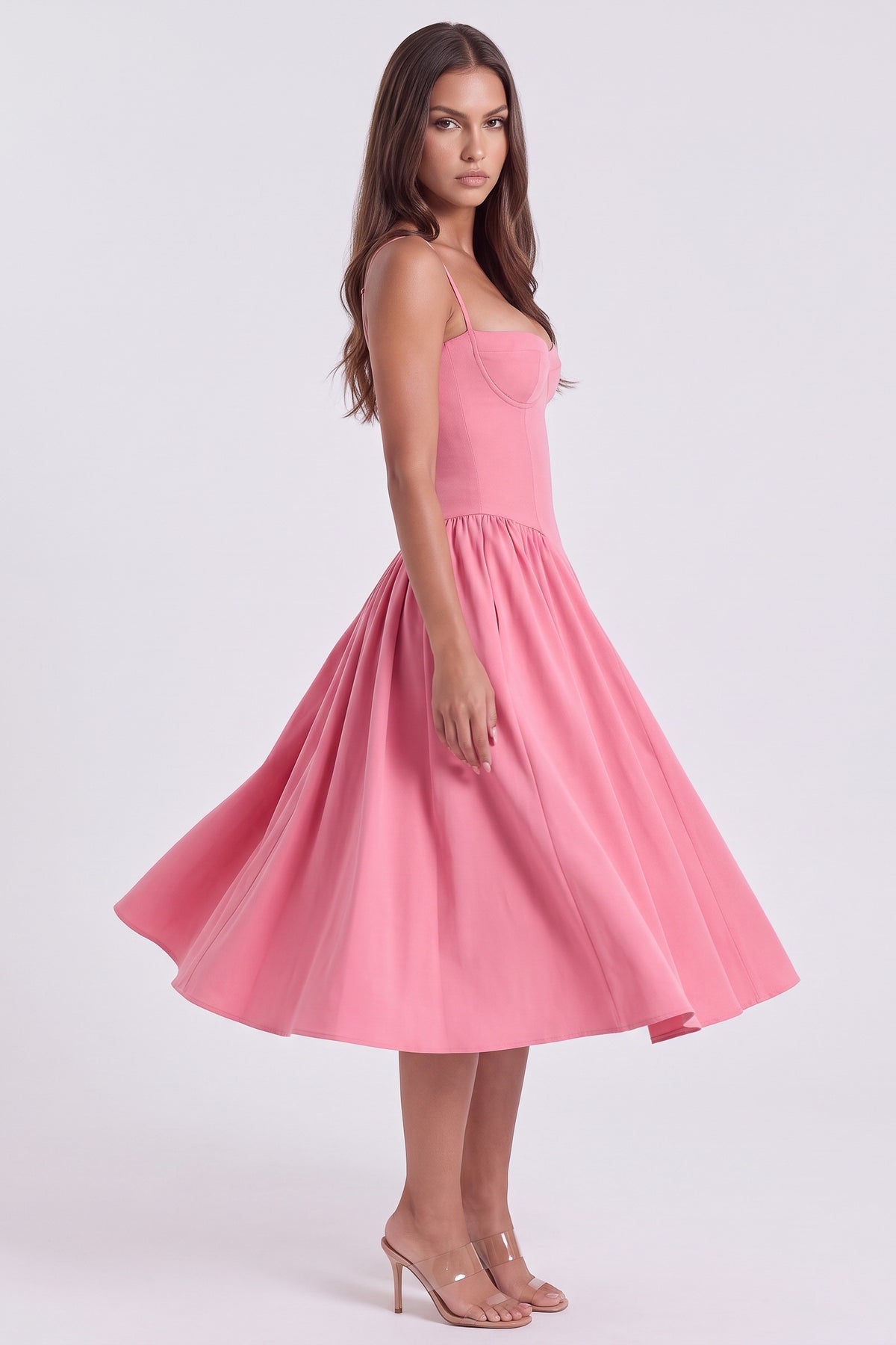francesca pink midi dress skirt movement