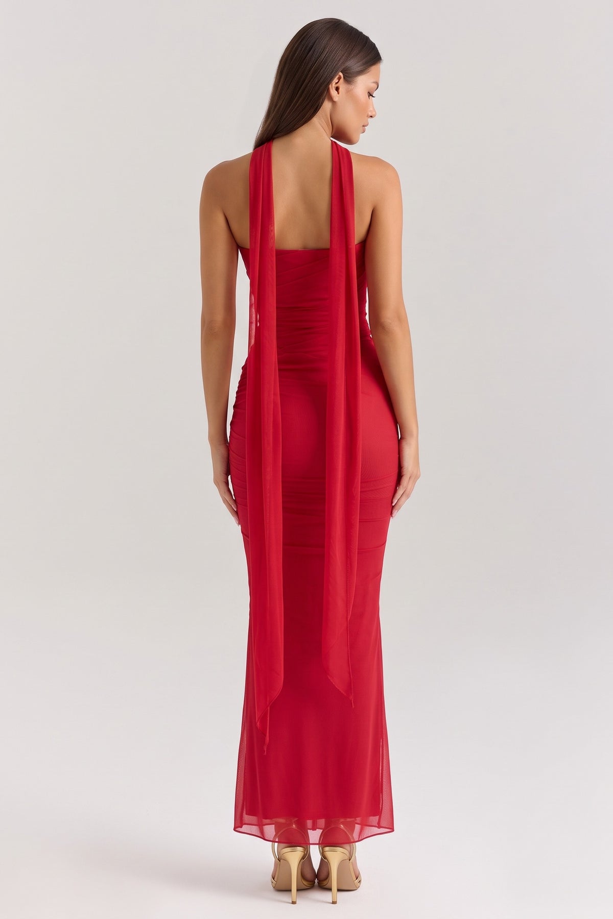 malu red maxi dress back scarf view