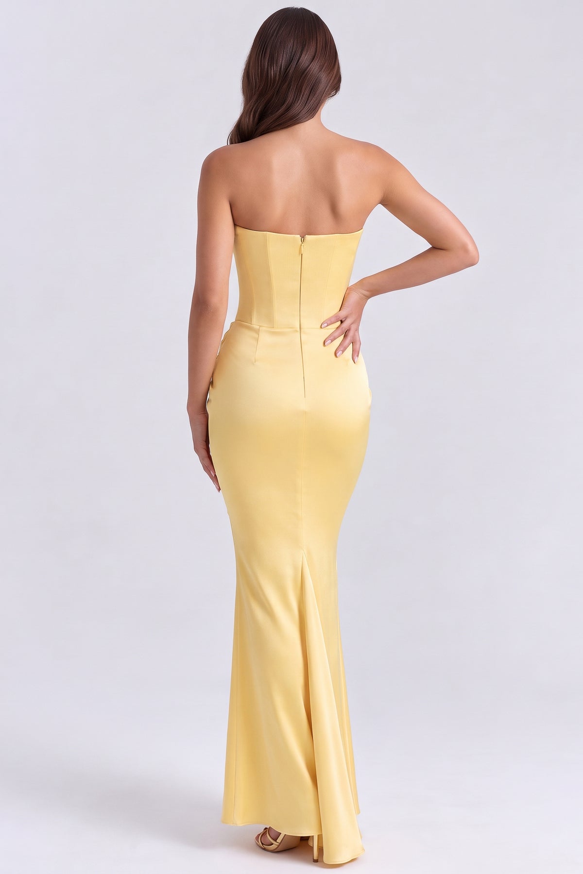 rosalind yellow maxi dress back view