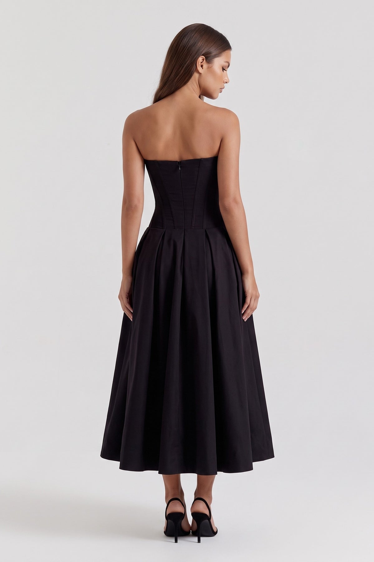 amalfi black midi dress back view