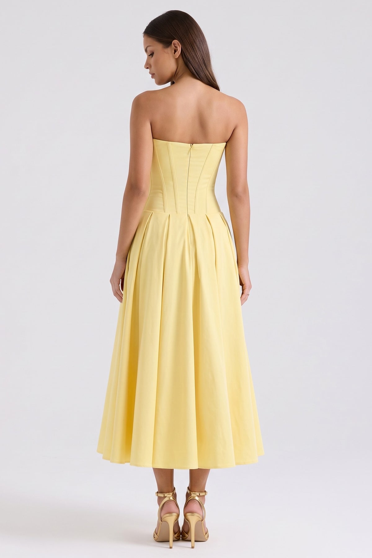 amalfi light yellow midi dress back view