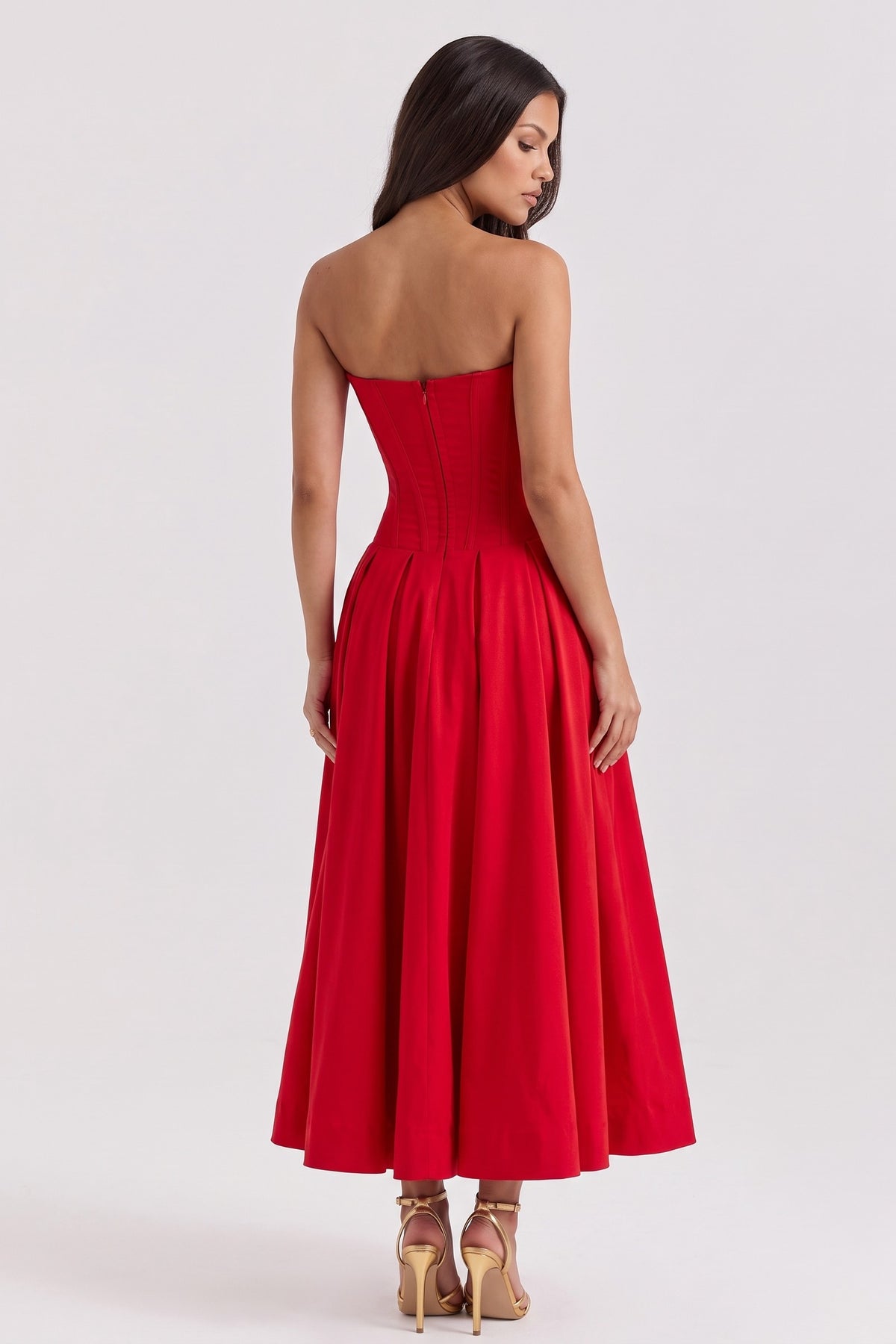 amalfi red midi dress back view