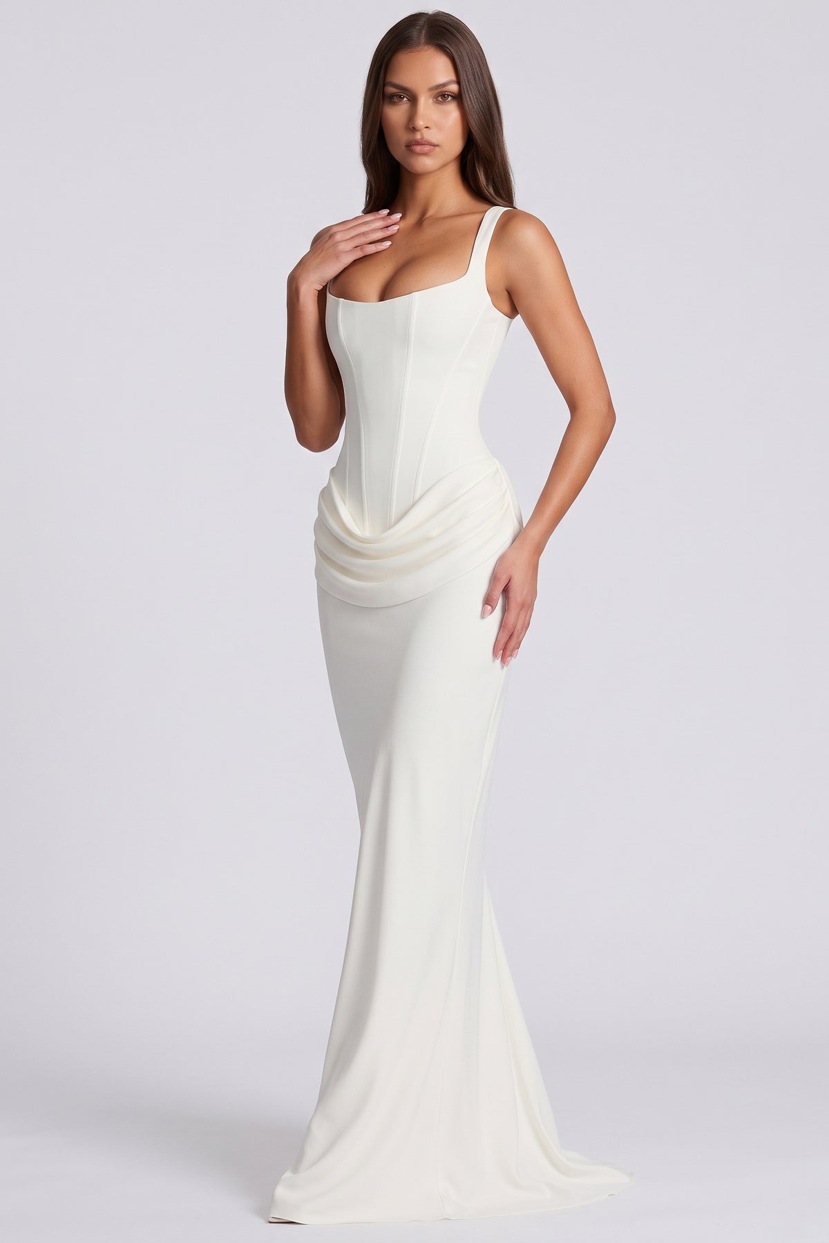 eleonora white maxi dress three quarter front