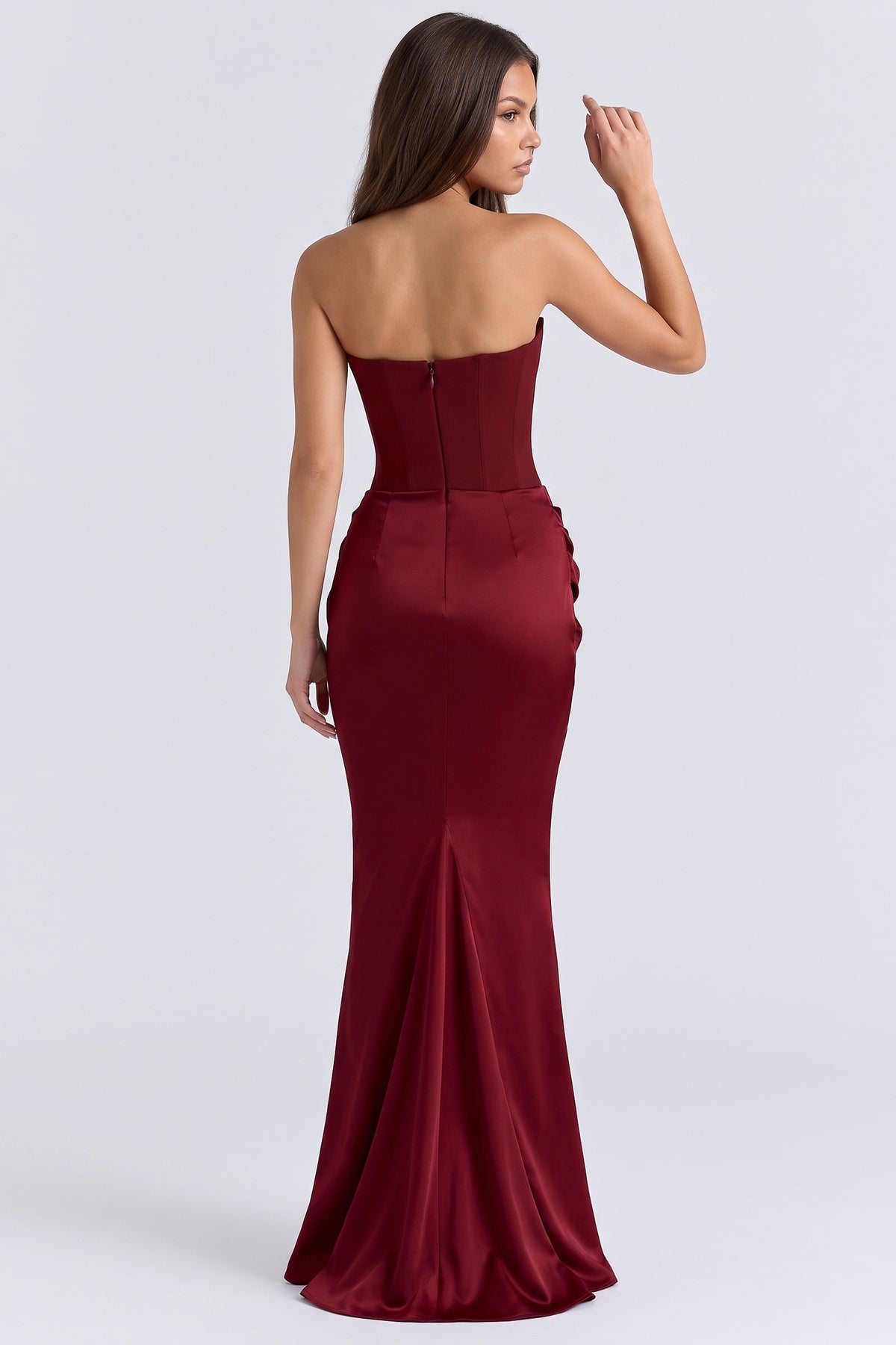 rosalind burgundy maxi dress back view