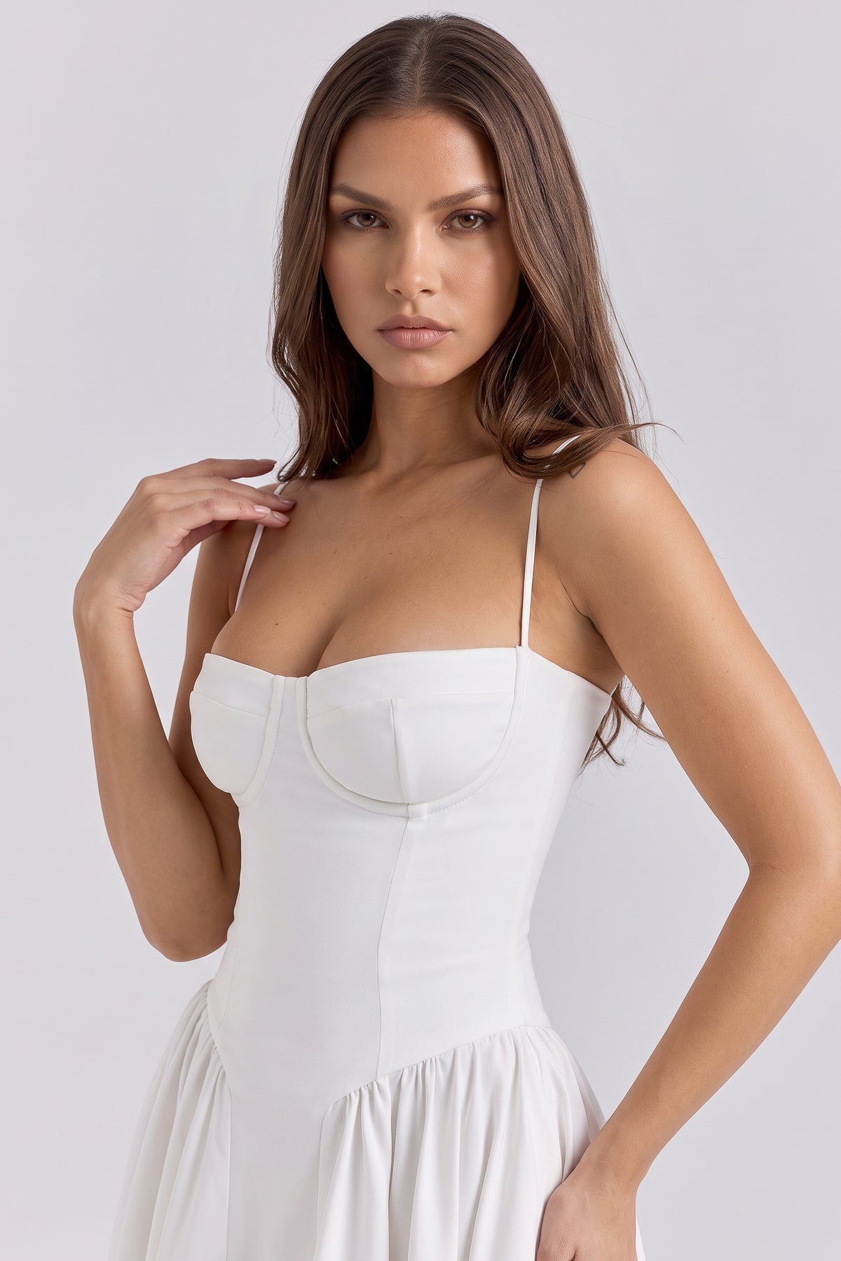 francesca white midi dress bodice detail