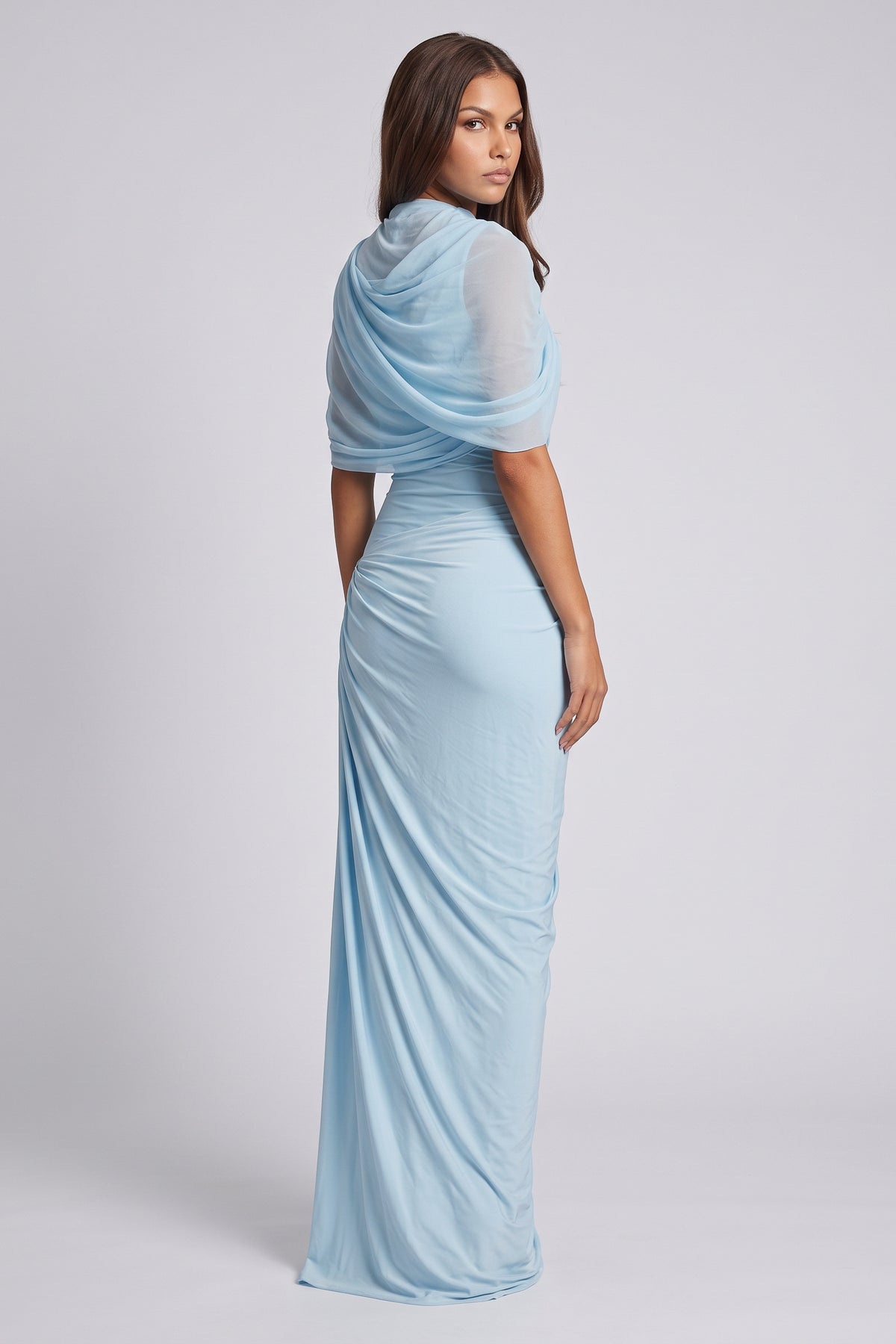 camilla baby blue maxi dress back view