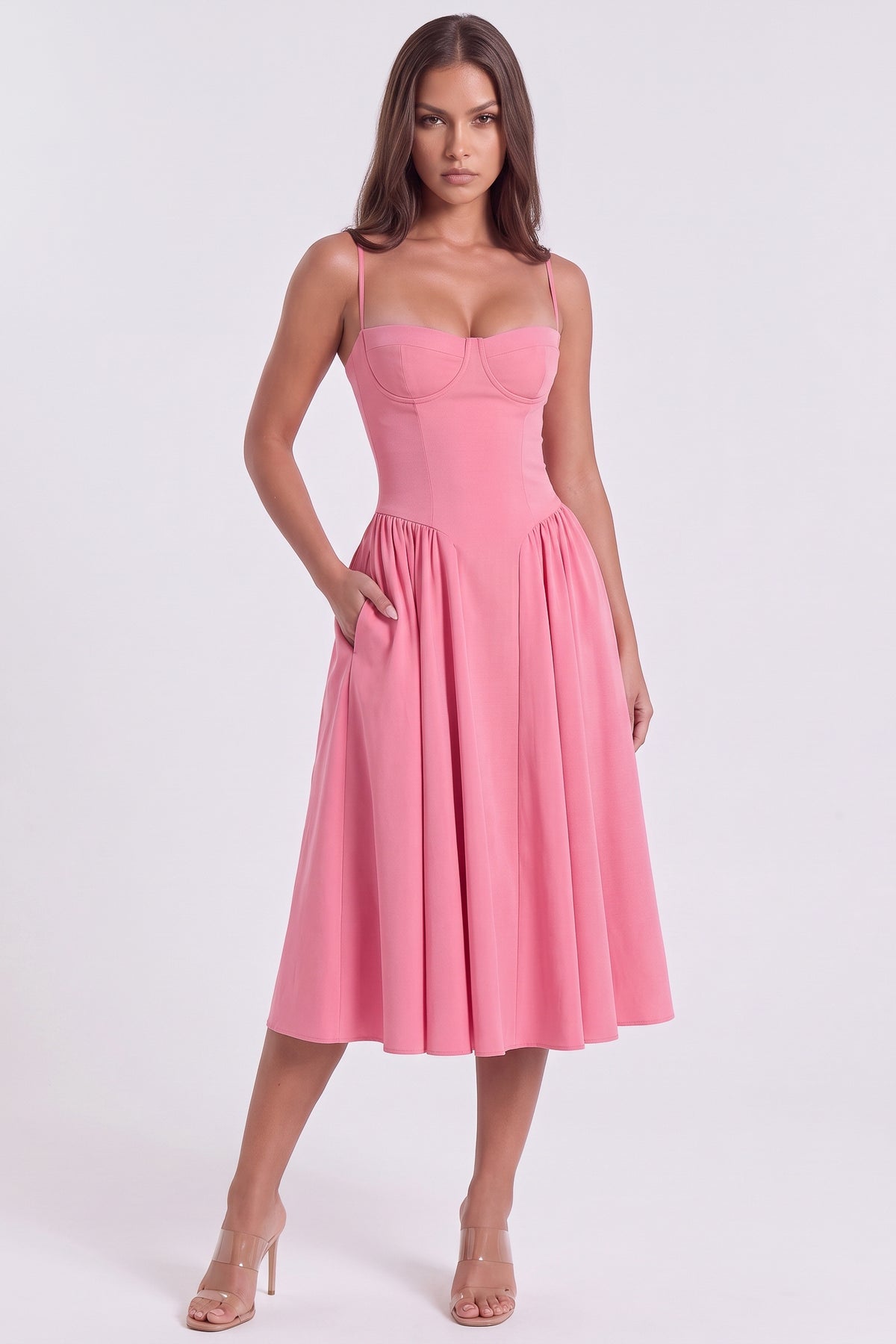francesca pink midi dress front hero