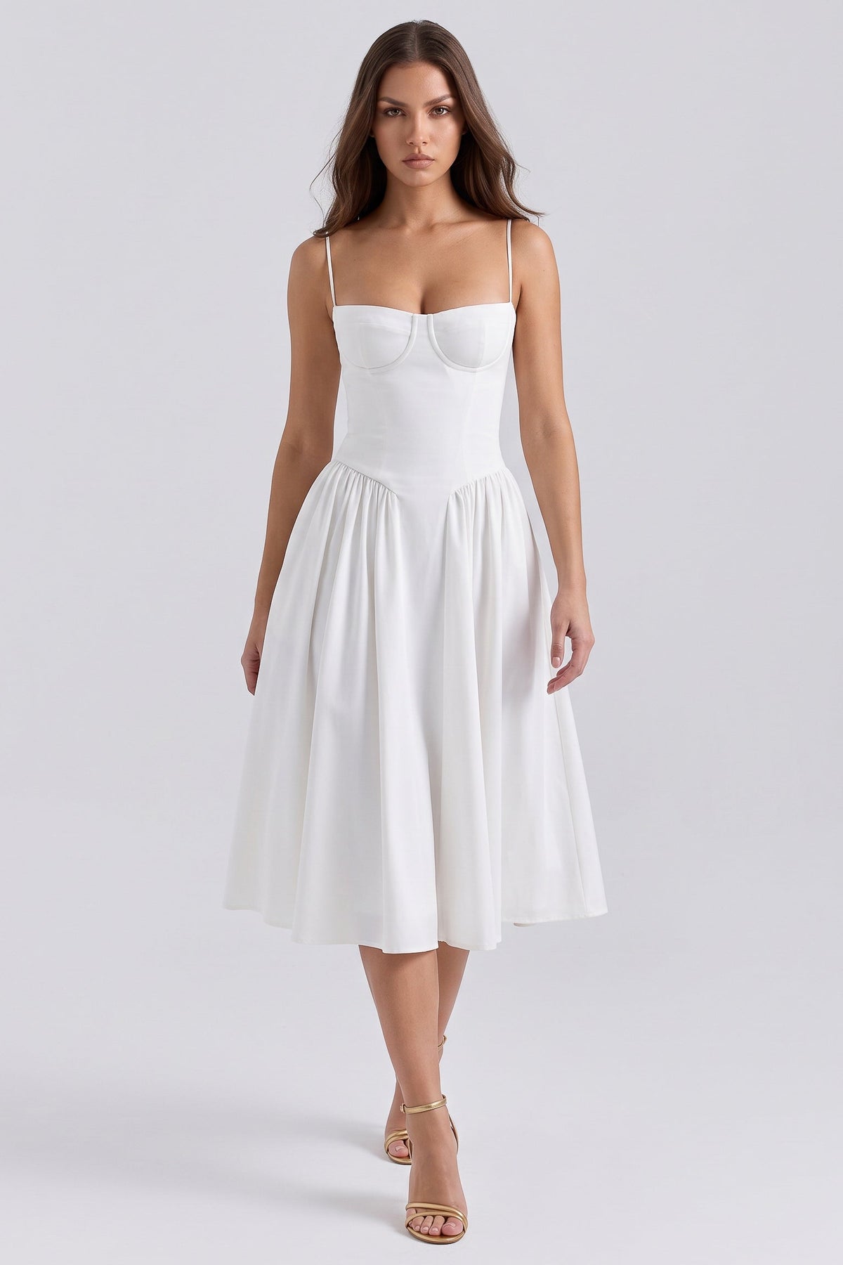 francesca white midi dress front hero