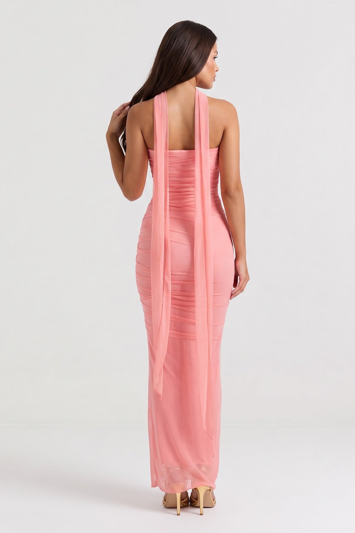 malu pink maxi dress back scarf view