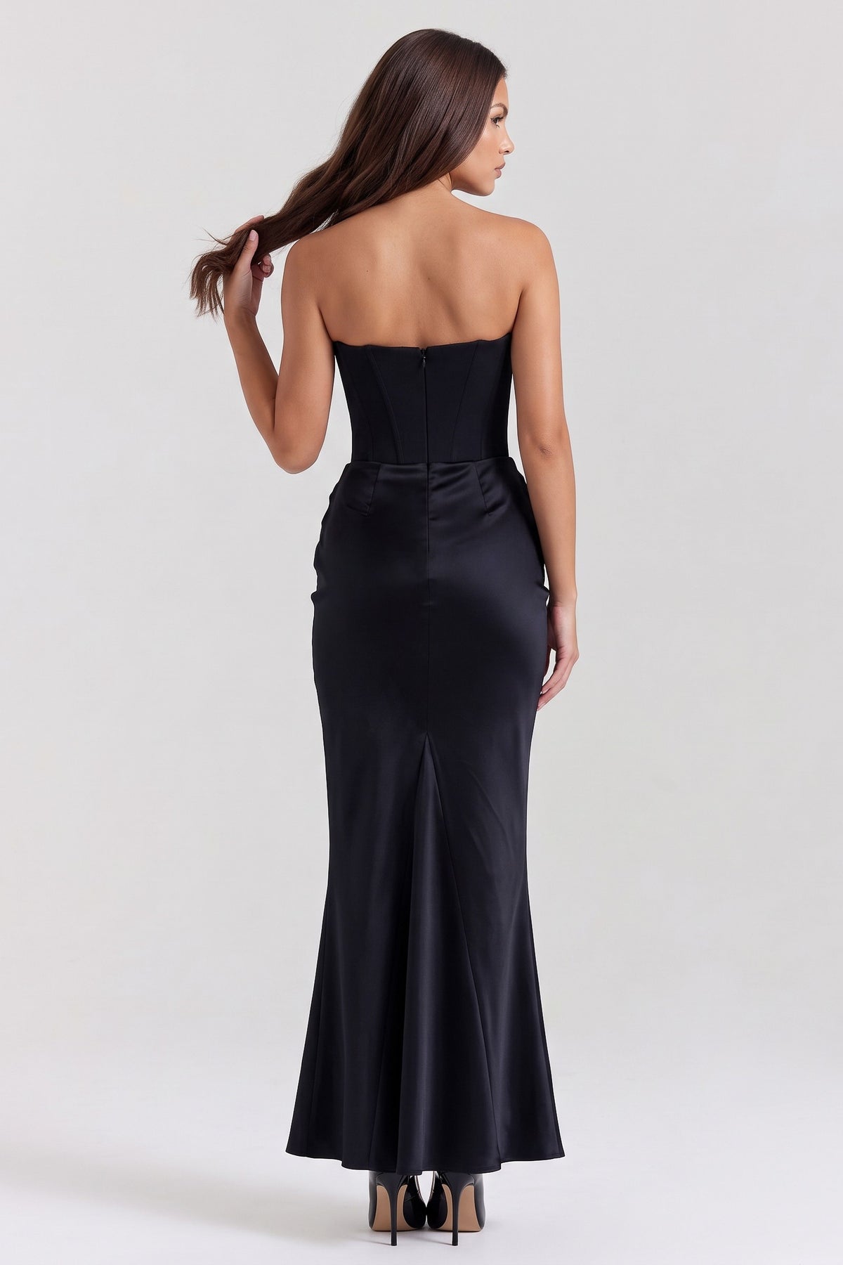 rosalind black maxi dress back view