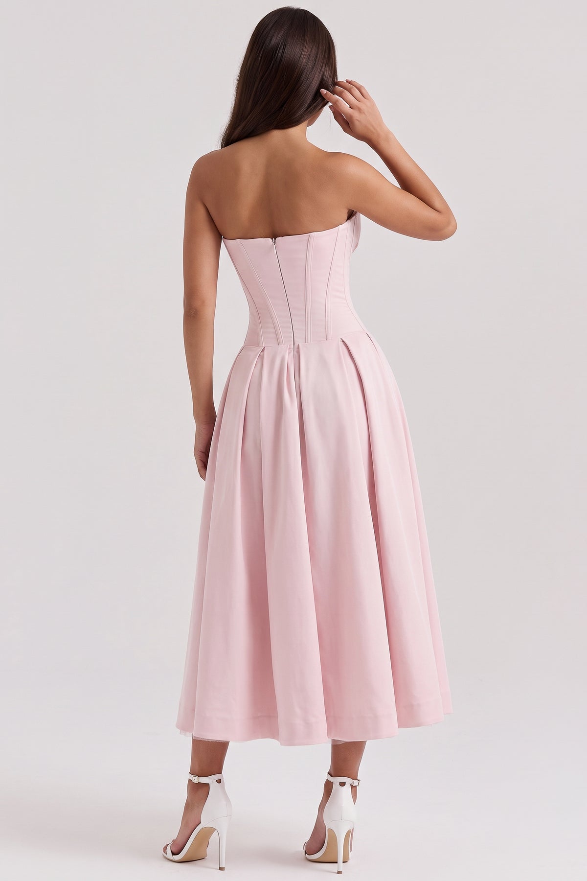 amalfi pink midi dress back view