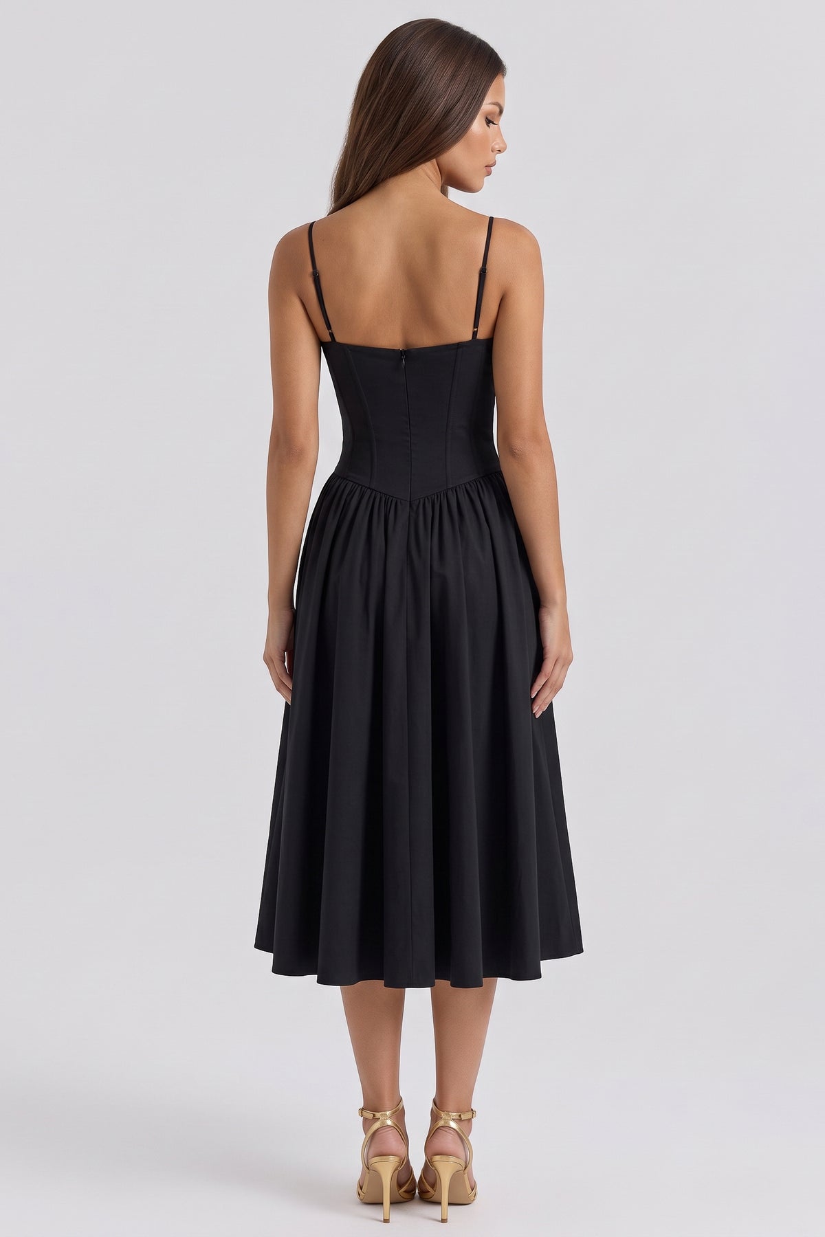 francesca black midi dress back view