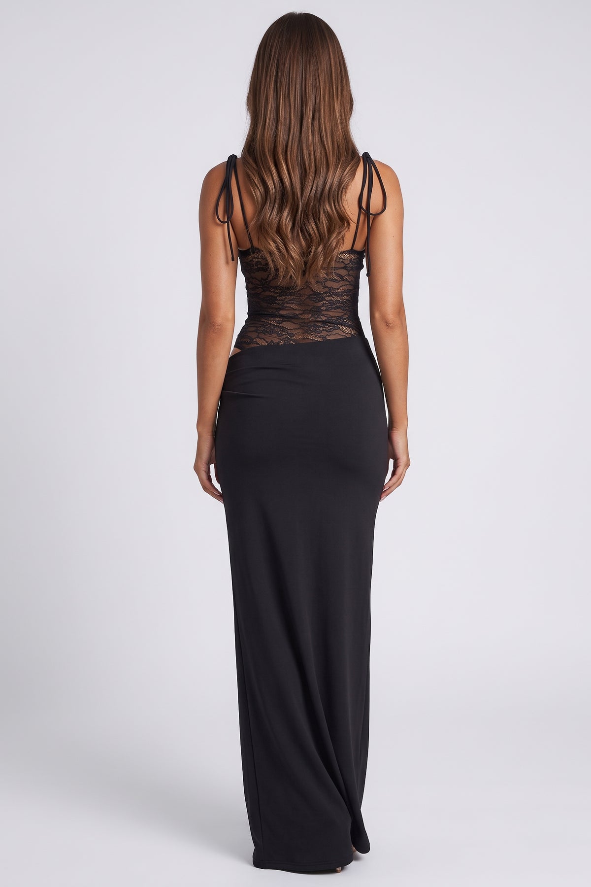 Valeria Black maxi dress, back view
