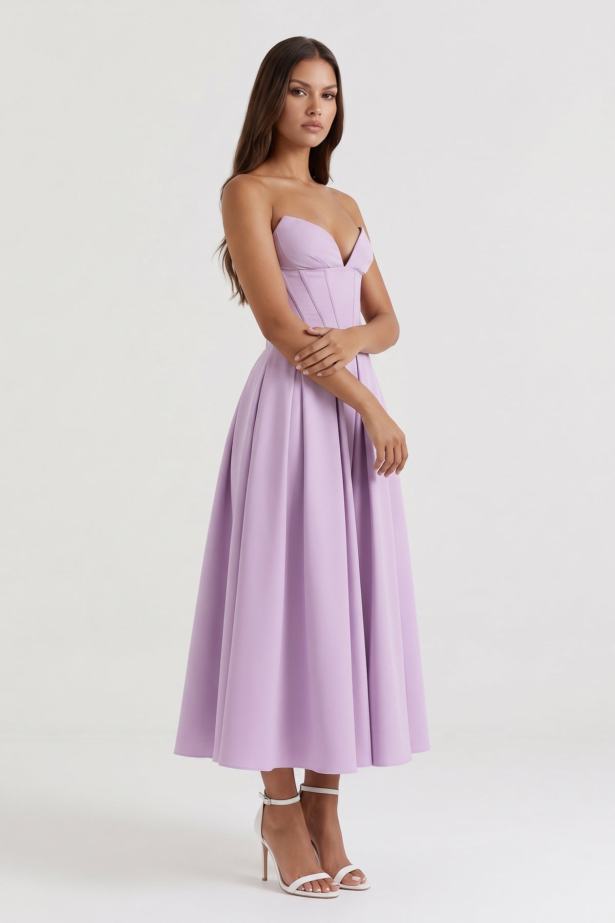 amalfi violet midi dress side view
