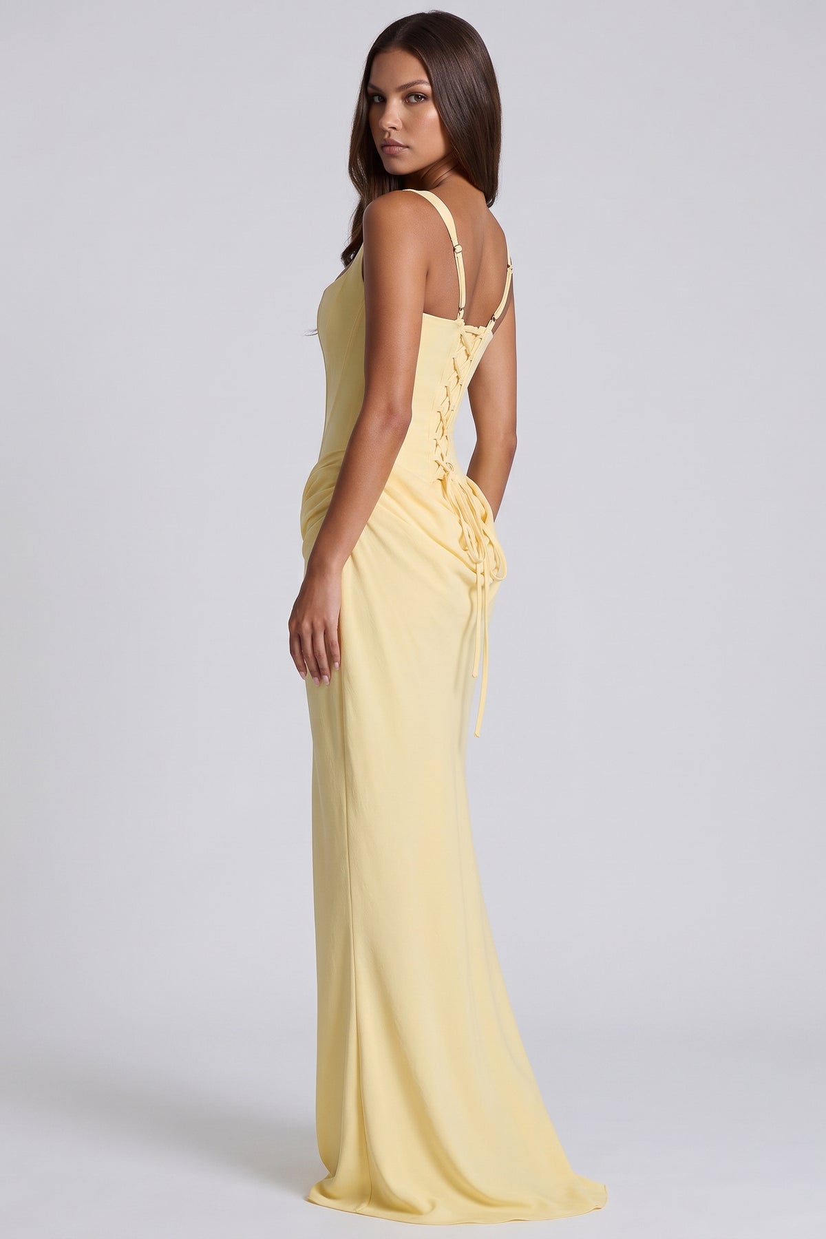 eleonora butter yellow maxi dress side back view