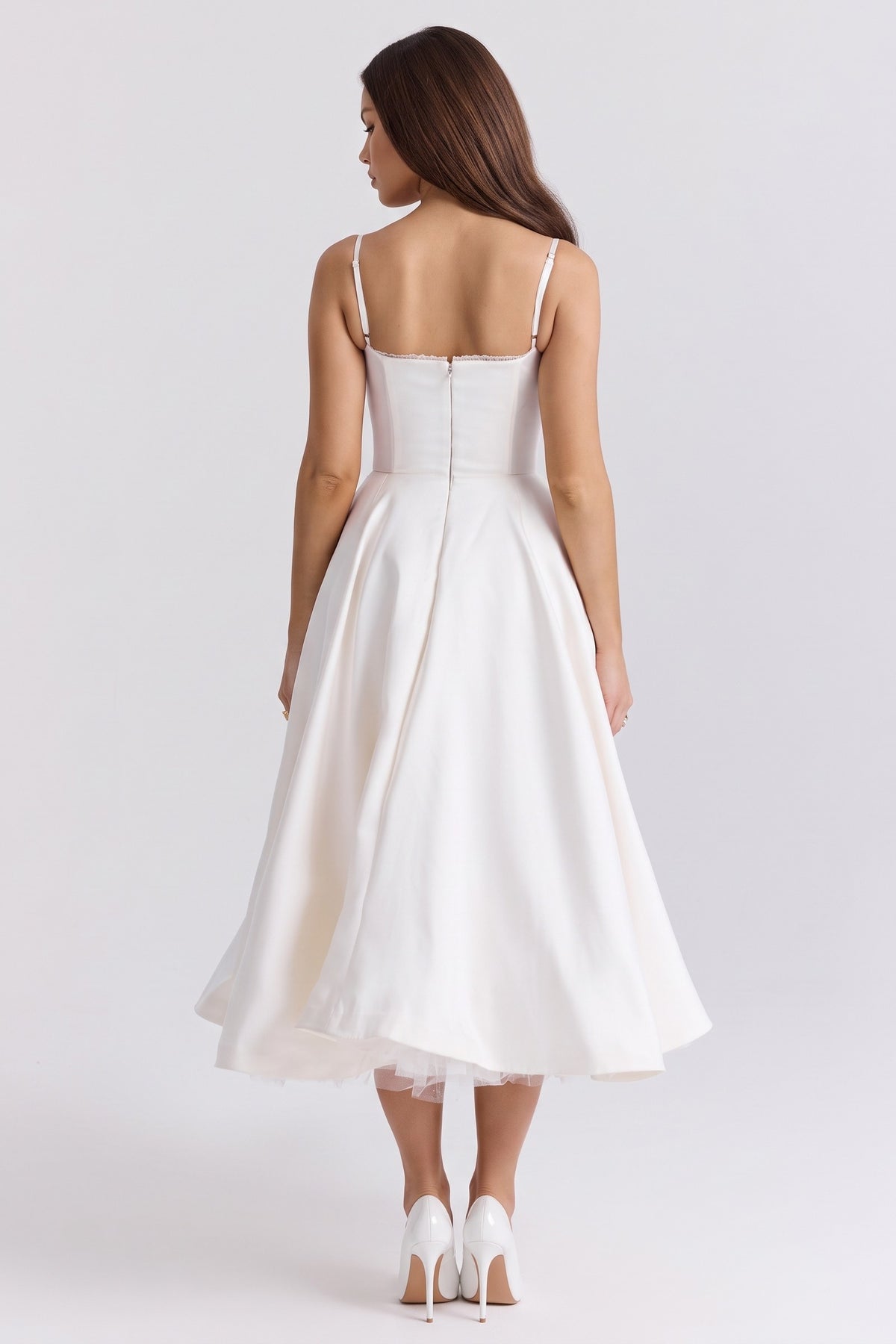 selene white midi dress back view