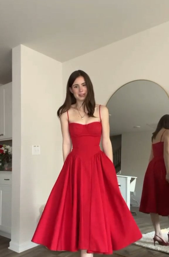francesca's red dress Sue Satin Midi 100% nylon Francesca Red Holiday Plaid Smocked
