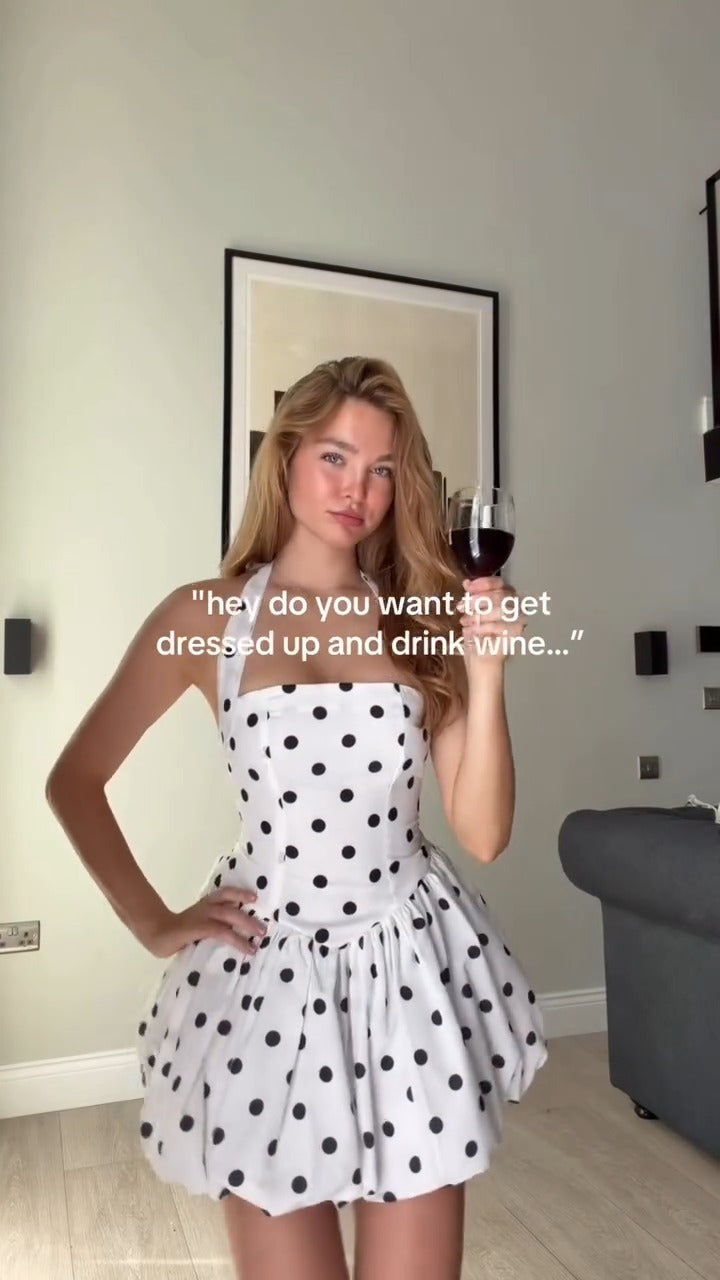 giulia mini dress in black & cream dot LPA Giulia Mini Dress in Black & Cream Dot